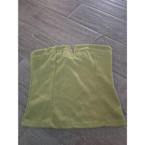 Revolve Line &‎ Dot Spaghetti Strap Ribbed Crop Tank Green Size XS